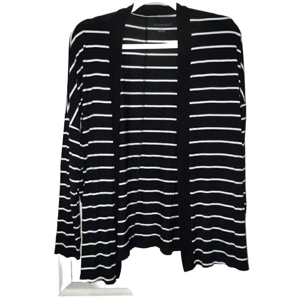 BumpStart Maternity Cardigan Sz Medium Black And White Stripe Casual Office Home